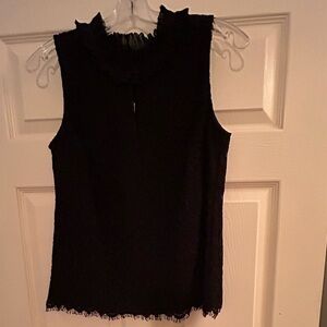 J. Crew, NWT, Sleeveless Lace Top with Ruffle detail & Button Collar. Small